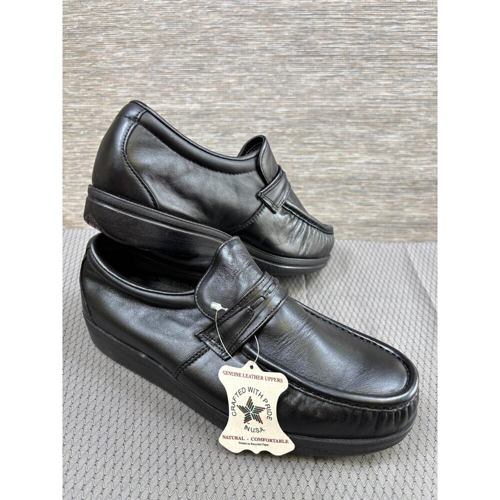 Addison Shoes Mens Size 10 EE Black Leather Slip On Oxford Steel Toe USA 510008